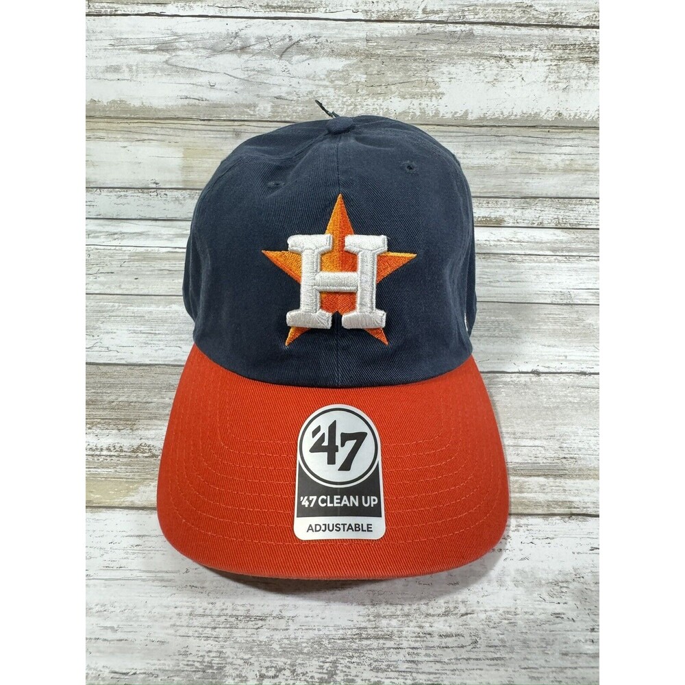 '47 Brand Houston Astros‎ Clean Up Adjustable Dad Hat Cap Strapback Blue Orange